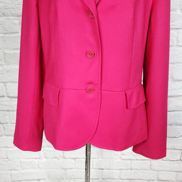 Talbots Pink Stretch Wool Blazer Jacket Black Collar Back Vent Career Size 16 - Picture 4 of 14